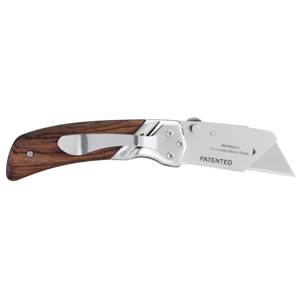 Нож STANLEY FOLDING KNIFE WITH WOODEN HANDLE STANLEY 0-10-073, складной с фиксированным лезвием с фронтальной загрузкой и деревянной ручкой