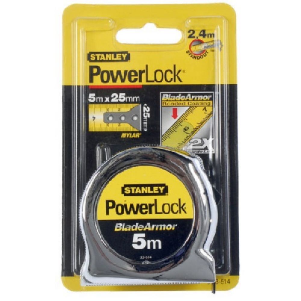 Рулетка измерительная Micro Powerlock Blade Armor STANLEY 0-33-514, 5М X 25 мм
