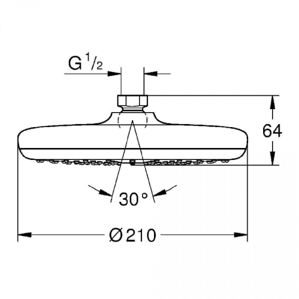 Душевой набор GROHE Grohtherm с Tempesta 210, 1 режим, 9,5 л/мин, хром (34726000)
