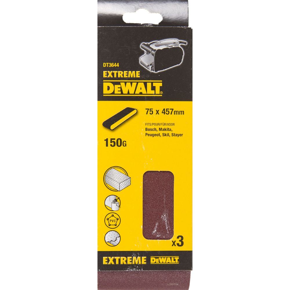 Шлифленты DEWALT DT3644, 75 x 457 мм, 150G, 3 шт.