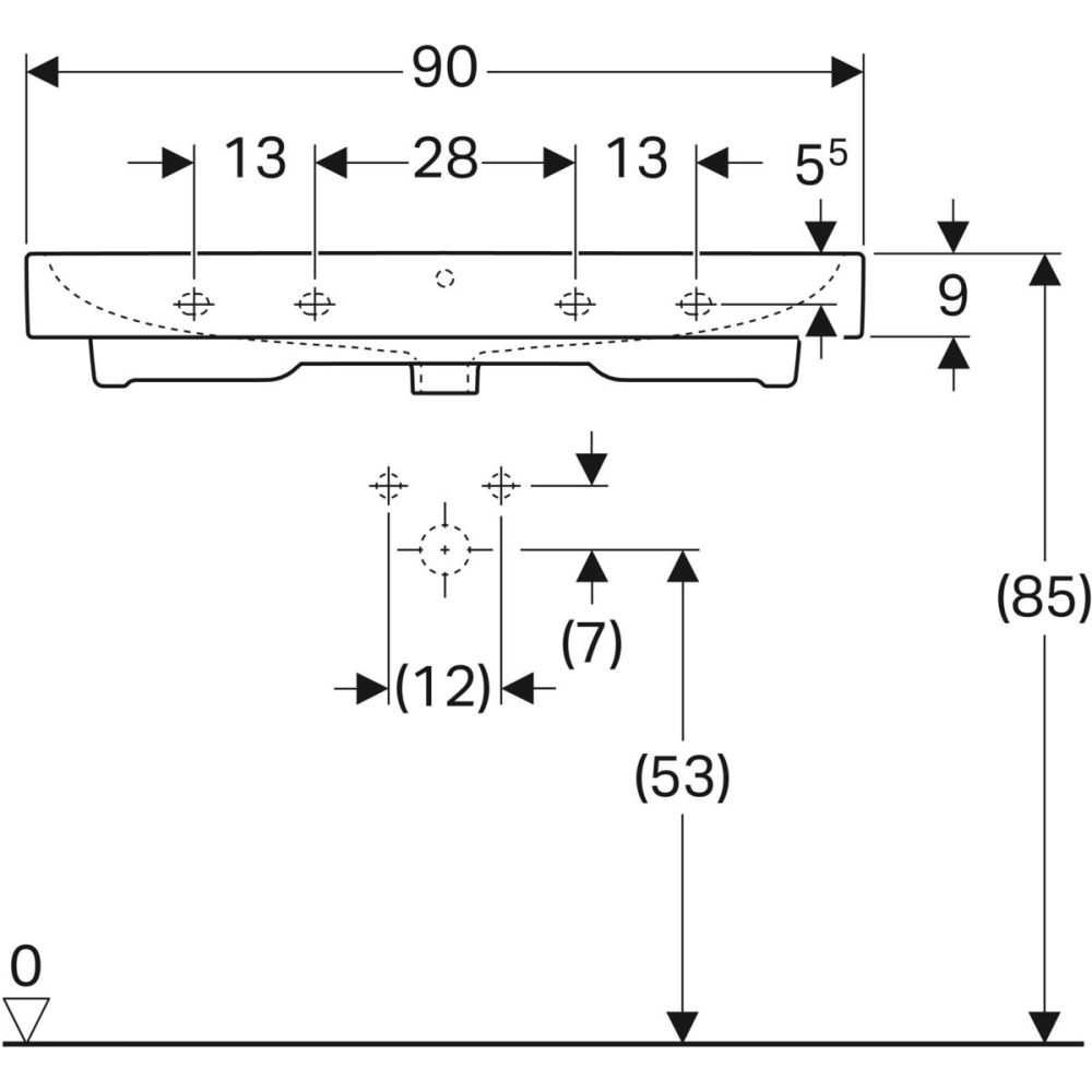 Раковина Geberit Icon 90 см, белый, 124090000