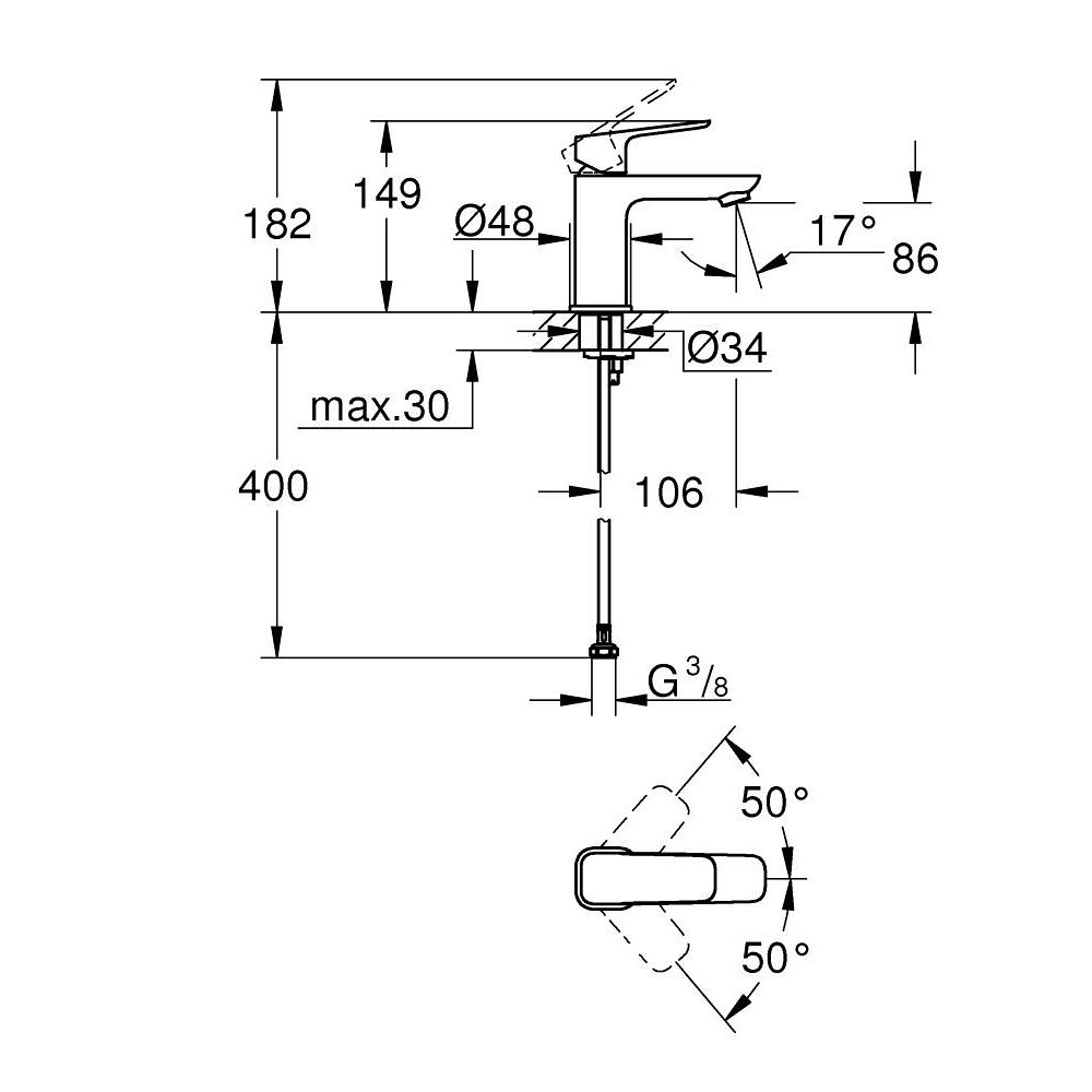 Смеситель для раковины GROHE Cubeo, S-size, хром (1016990000)