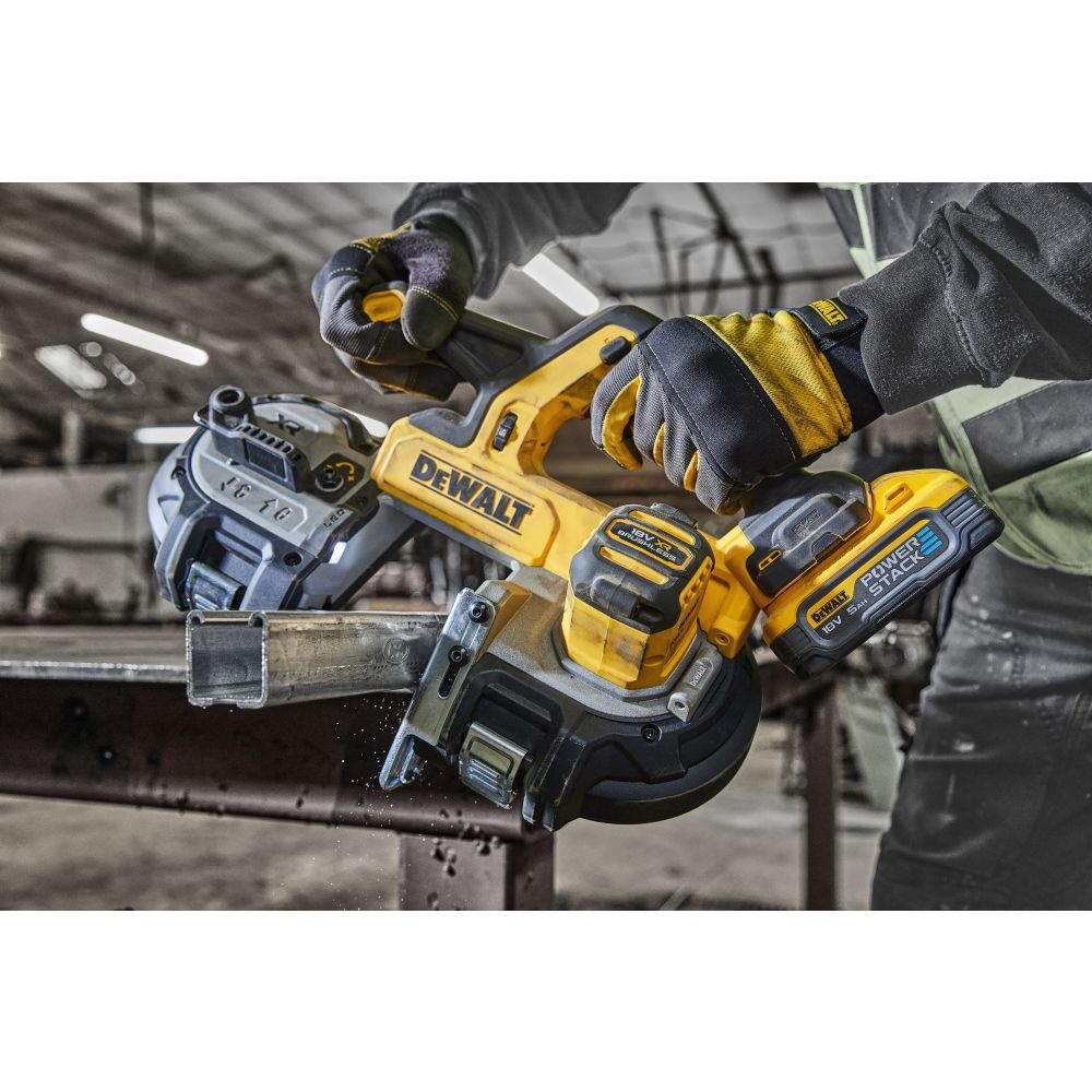 Аккумуляторная ручная ленточная пила DEWALT DCS378P1, 18 В, 174 м/мин, с АКБ 5 Ач и ЗУ (DCS378P1N-XJ)