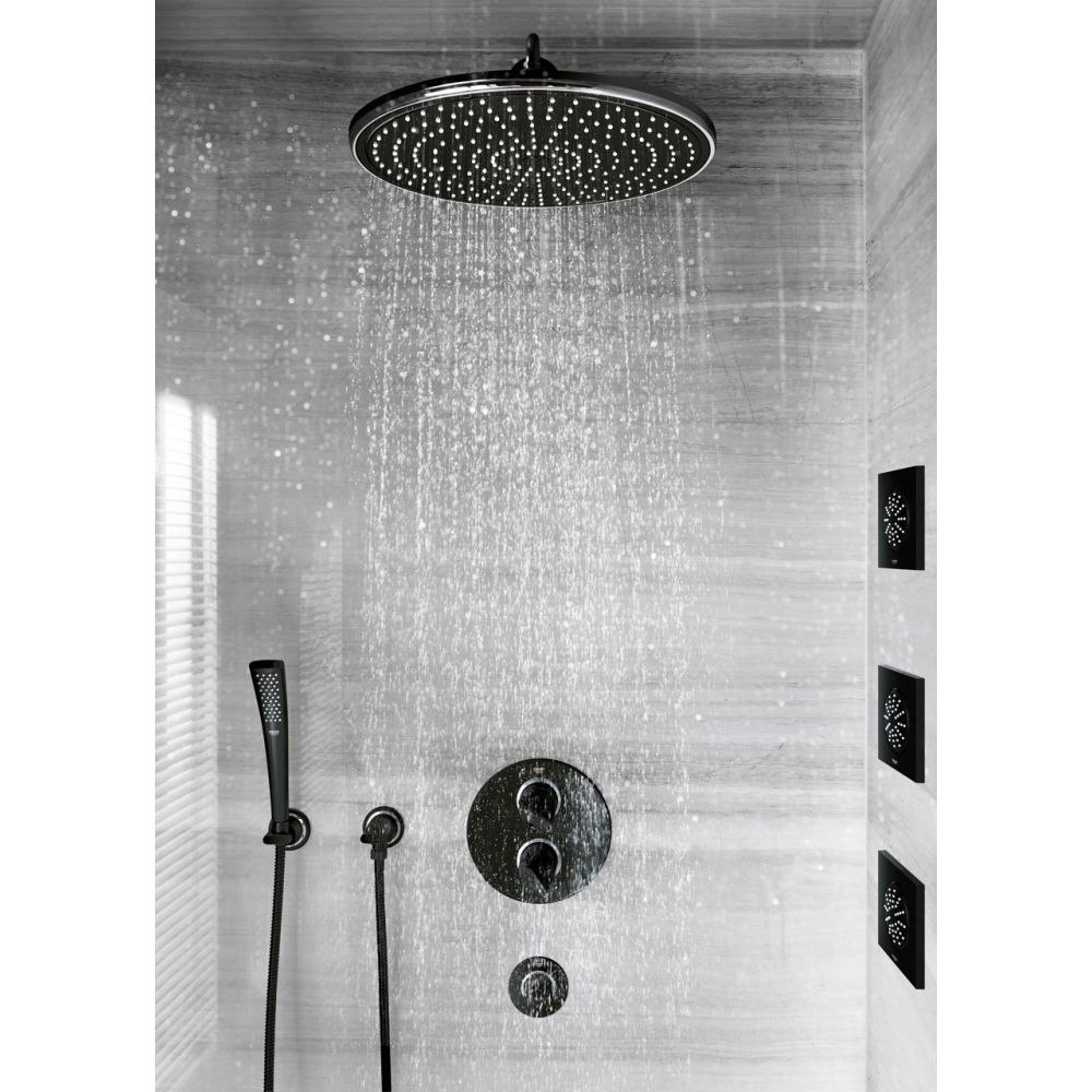 Внешняя часть термостата для душа GROHE Ondus, хром/черный бархат (19443KS0)