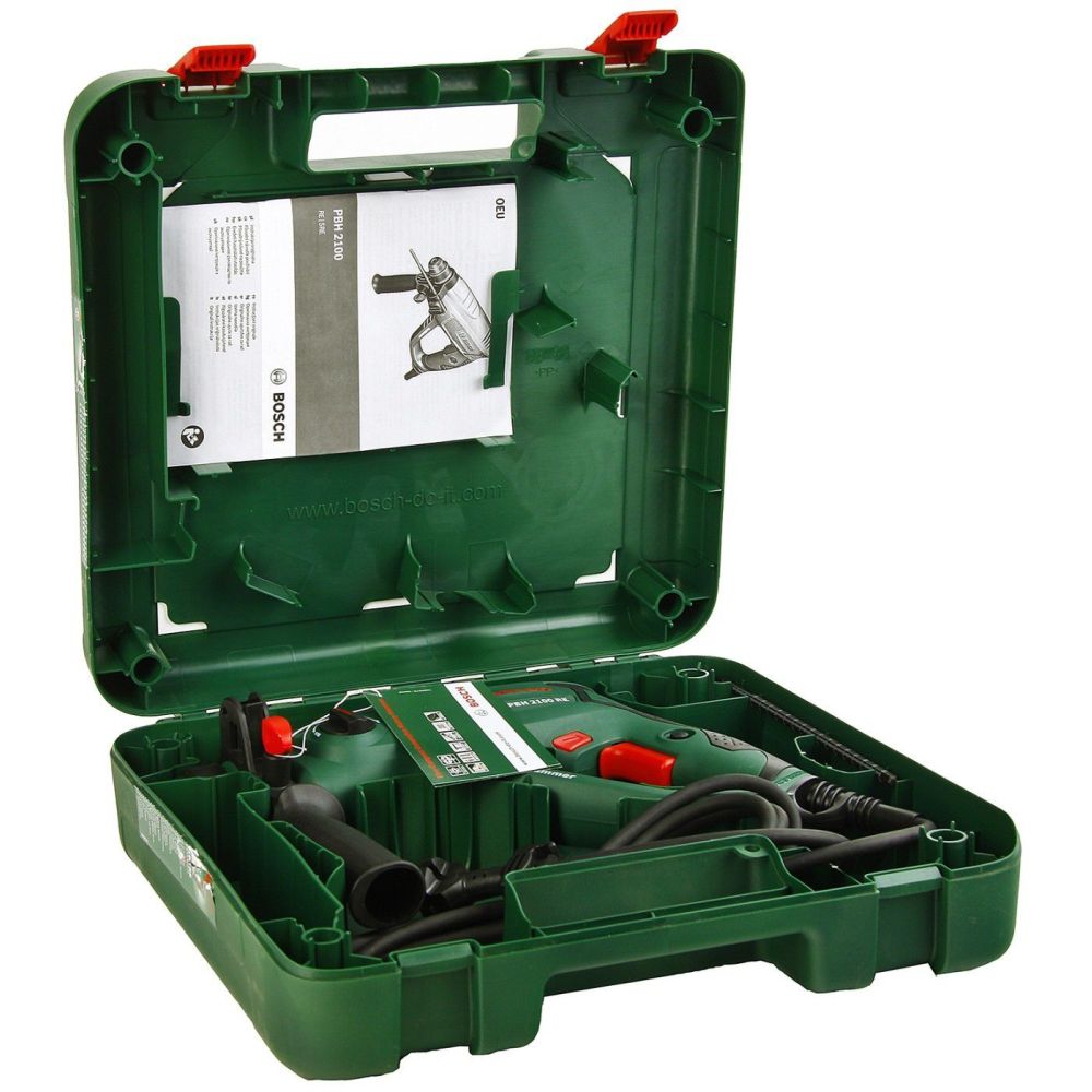 Сетевой перфоратор Bosch PBH 2100 RE, 560 Вт, 1.5 Дж, 5800 уд/мин, в кейсе, 06033A9320