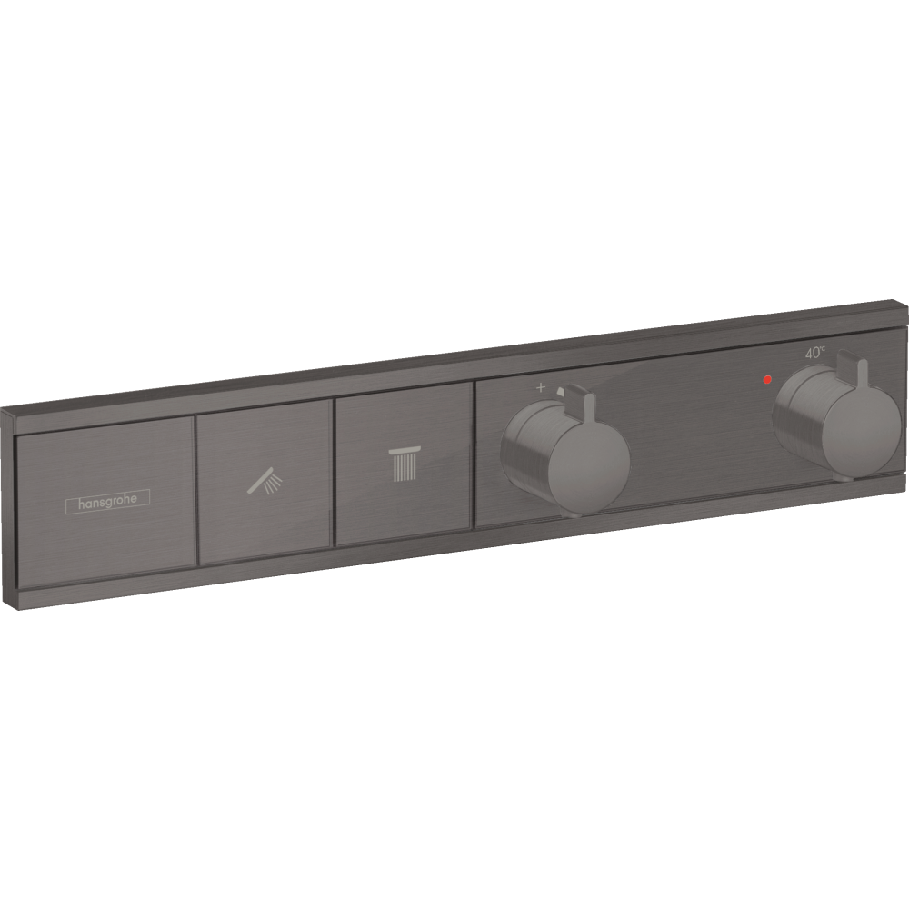 Внешняя часть термостата для душа hansgrohe RainSelect скрытого монтажа на 2 потребителя 15380340, шлифованный черный хром