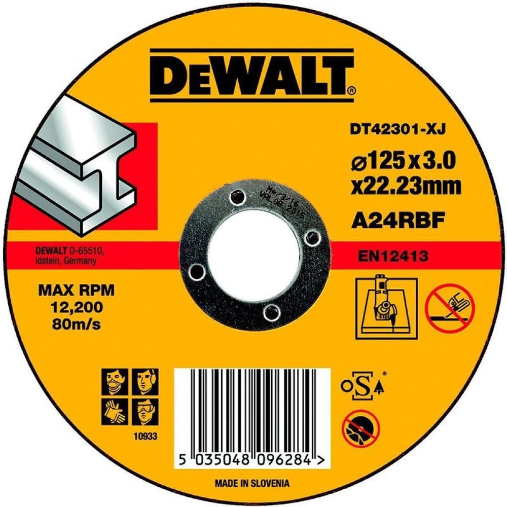 Круг отрезной по металлу 125x22.2x3мм тип 1 DEWALT DT42301