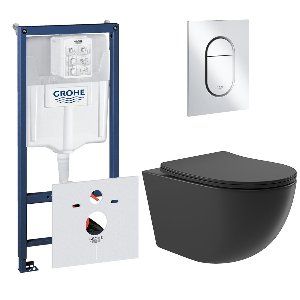 Комплект инсталляции GROHE Rapid SL 3 в 1 (NW0145/S) с унитазом Aqueduto OVO OVOT2140 и сиденьем с микролифтом (NW0562)