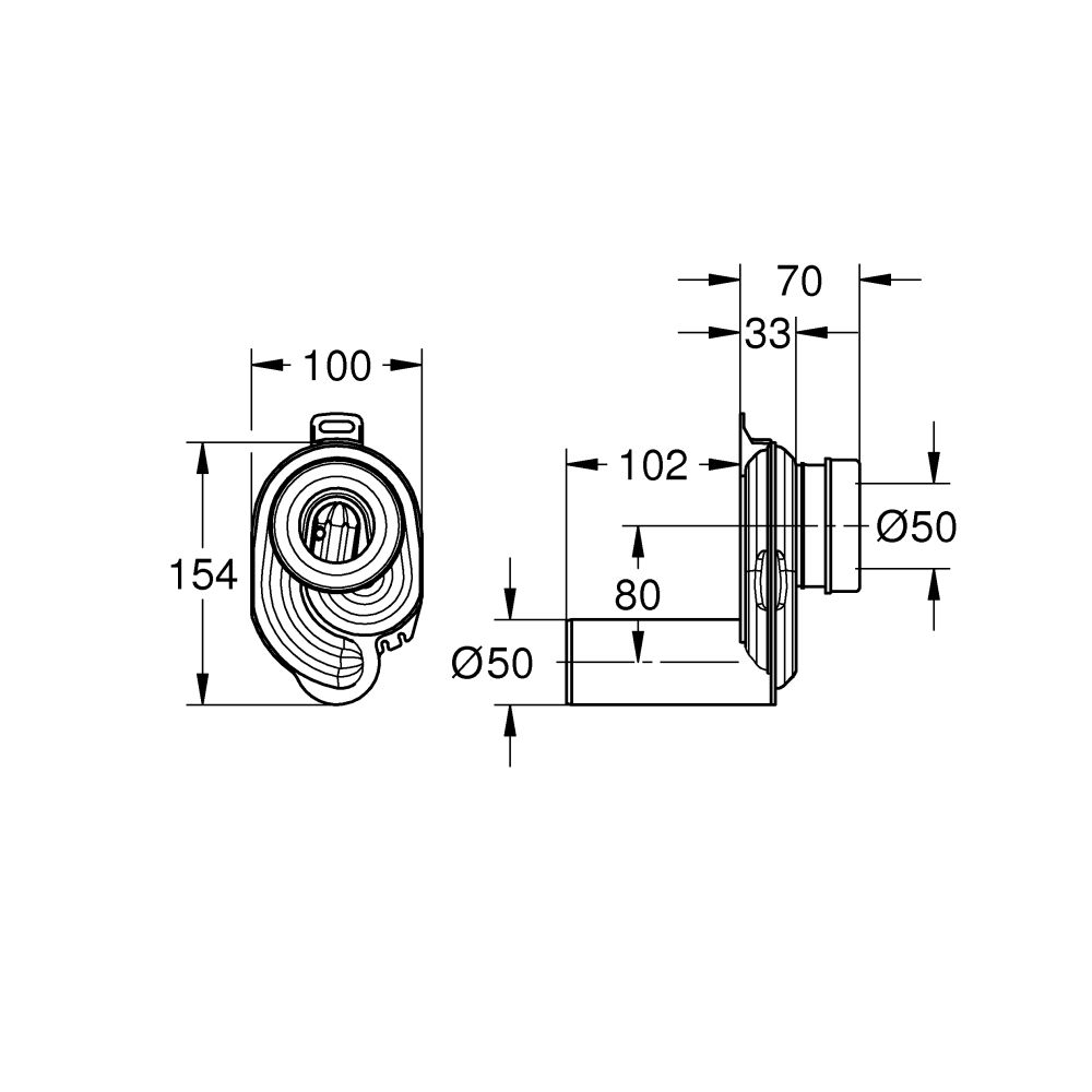Сифон для писсуара GROHE Bau Ceramic горизонтальный (39732000)