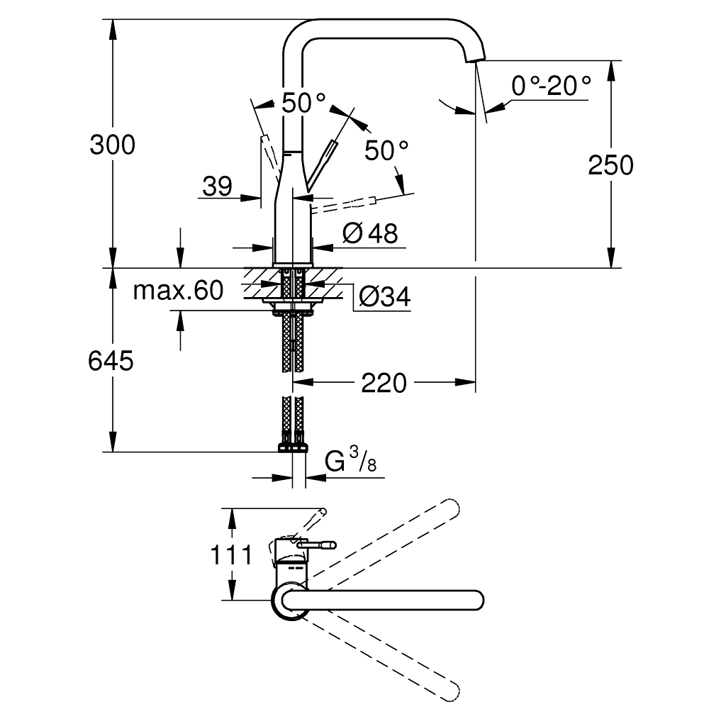 Смеситель для кухни GROHE Essence, хром (30269000)