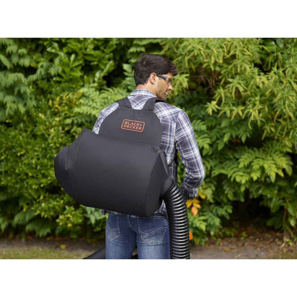 Воздуходув/пылесос садовый сетевой мусоросборник-рюкзак BLACK+DECKER BEBLV290, 2900 Вт, 55 л.