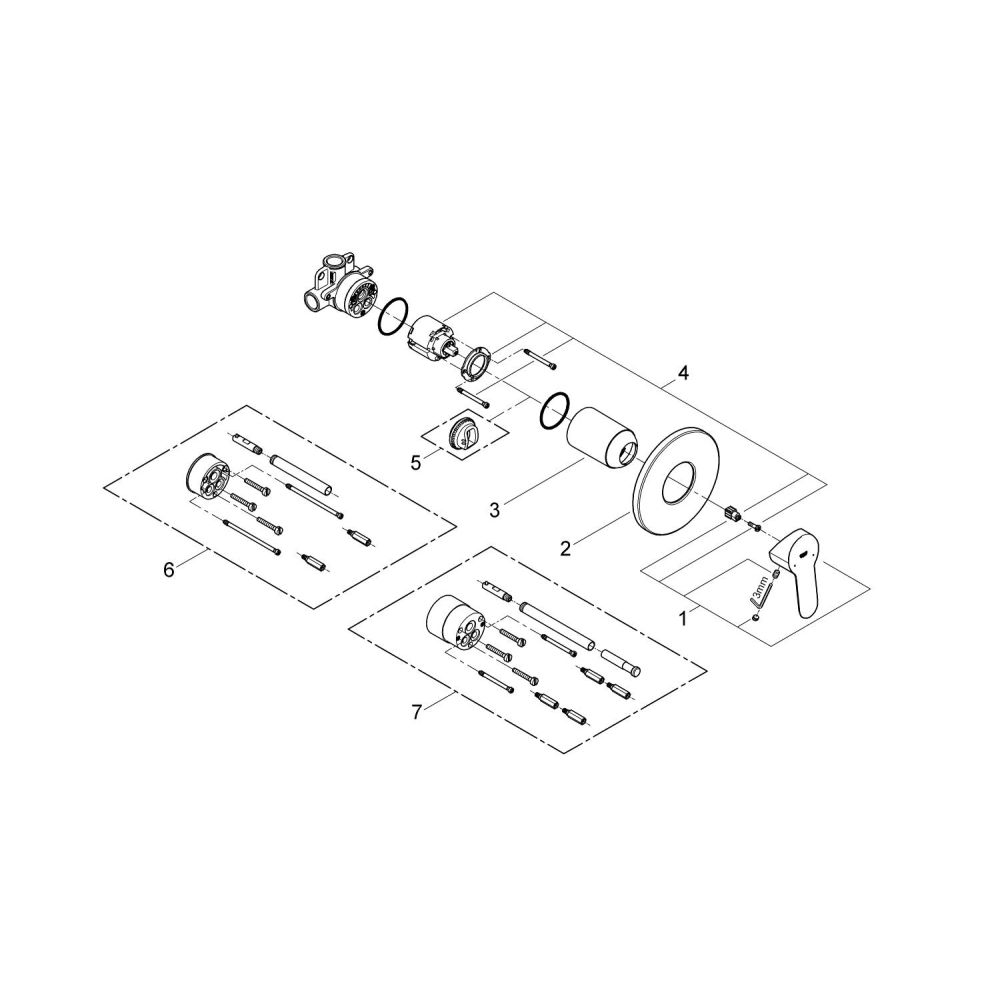 Смеситель для душа GROHE BauEdge в комплекте с монтажной частью, хром (29040000)