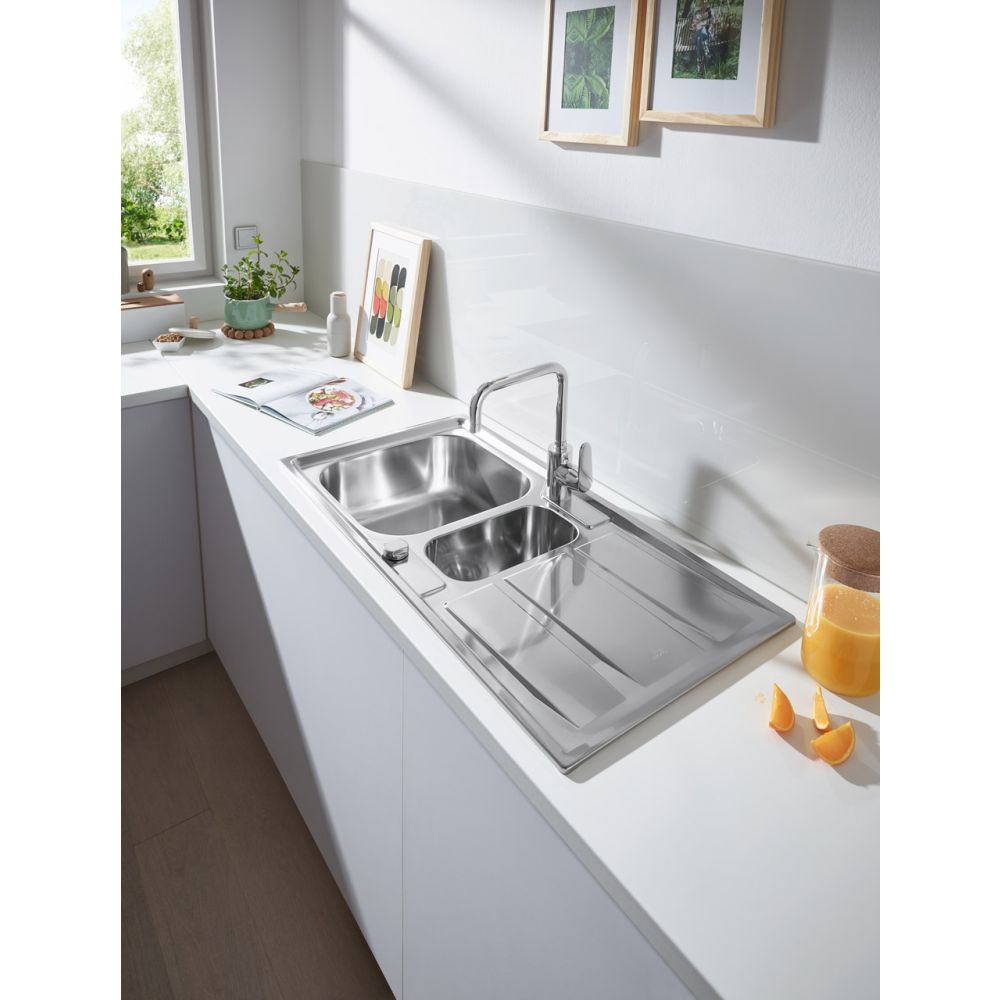 Мойка GROHE из нержавеющей стали с корзинчатым вентилем, оборачиваемая, K400, 60-S 97/50 1.5 (31567SD0)