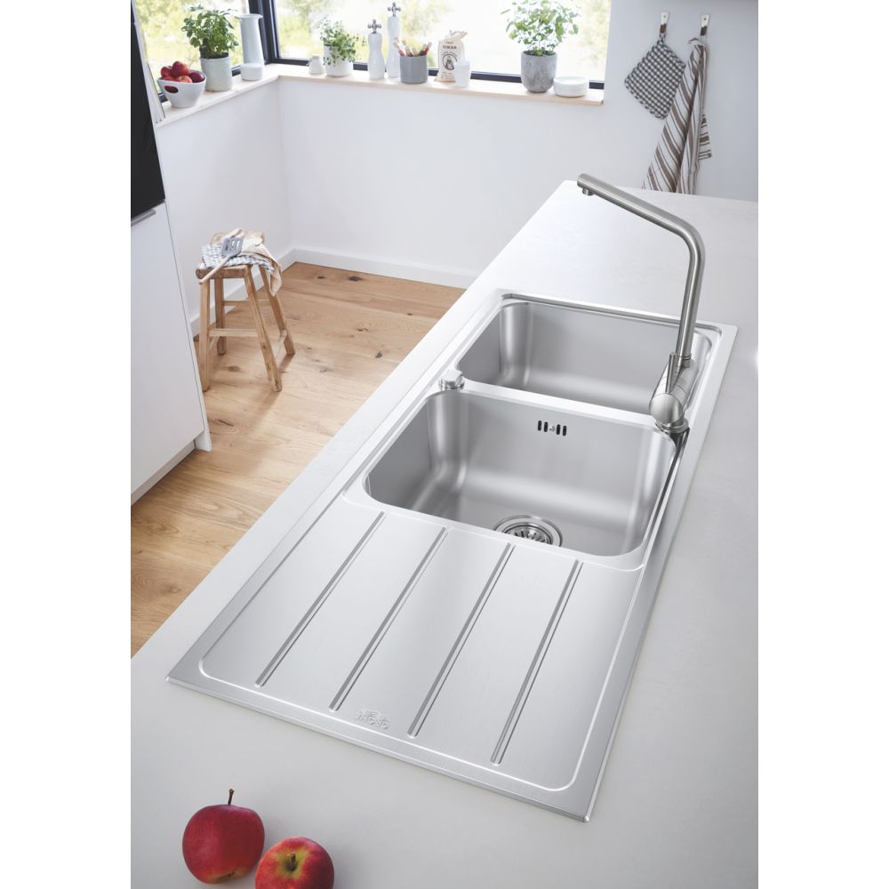 Мойка GROHE K500 с корзинчатым вентилем, нержавеющая сталь (31588SD1)