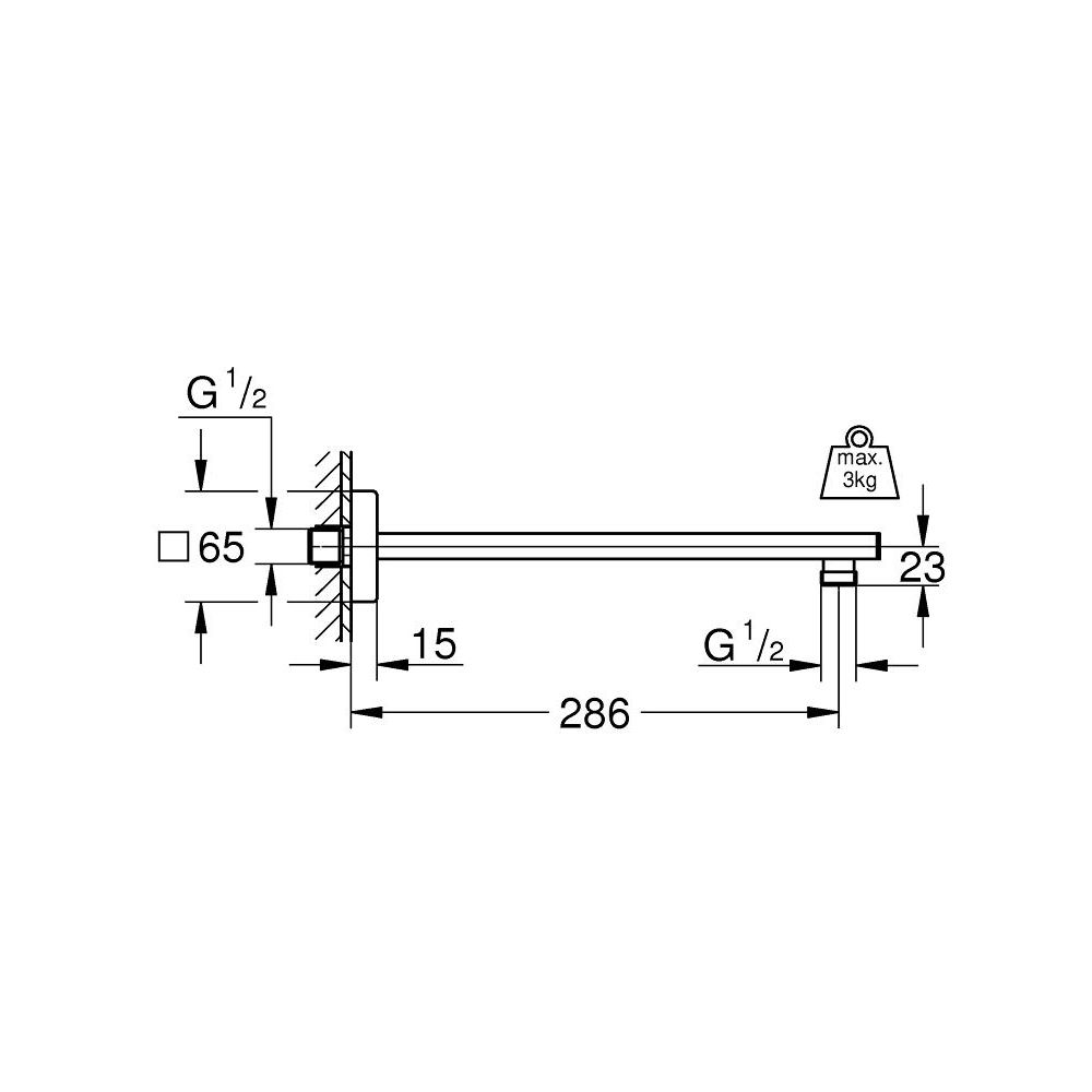 Душевой кронштейн GROHE Rainshower neutral 286 мм, хром (27709000)