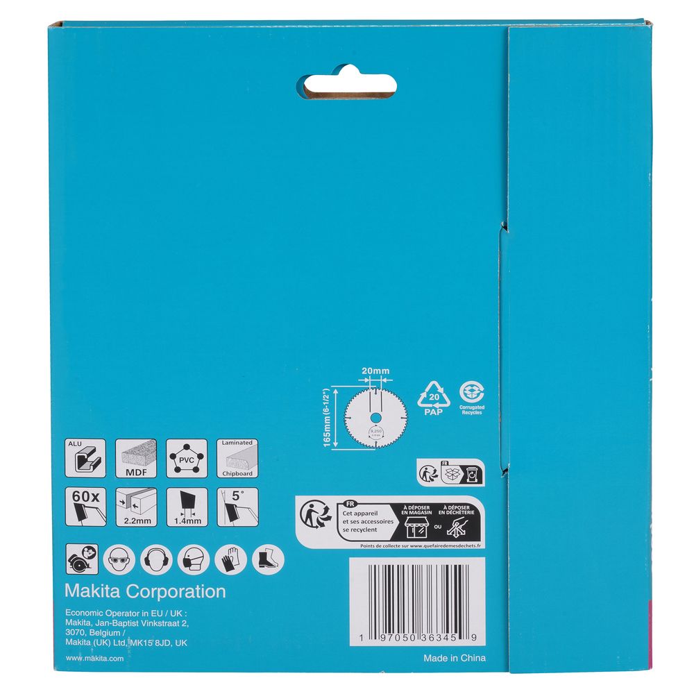 Диск пильный Makita STANDARD, 165х20х2.2 мм, 10 шт. (D-81206-10)