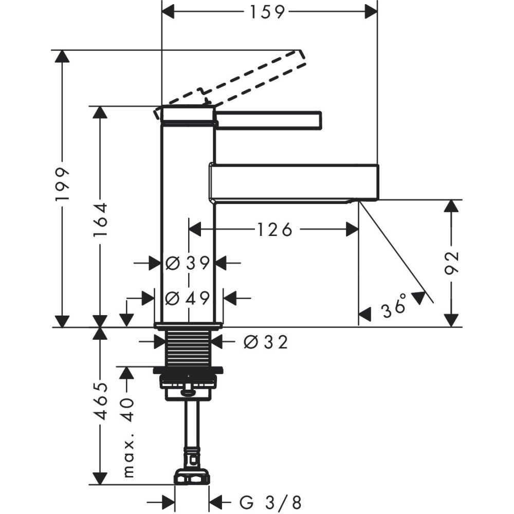Кран для холодной воды hansgrohe Finoris 100, без сливного гарнитура 76013670, матовый черный