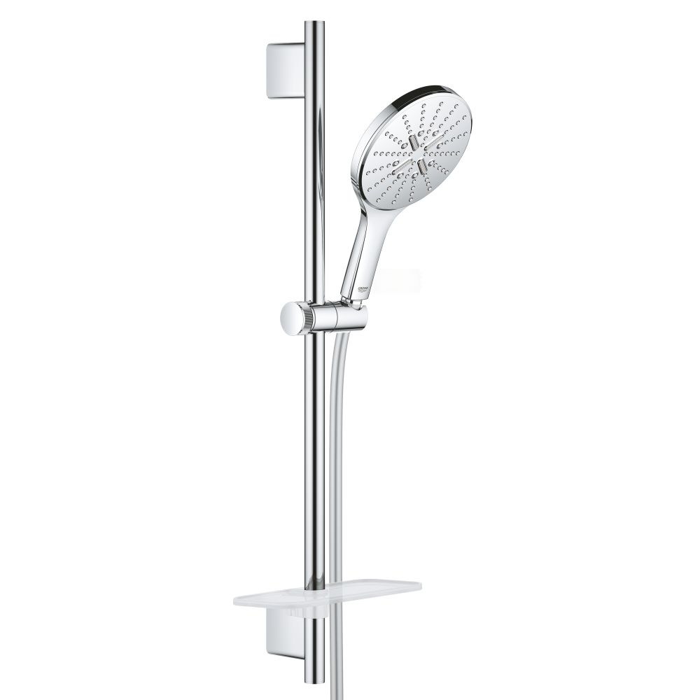 Душевой гарнитур GROHE Rainshower SmartActive 150 с мыльницей, 3 режима струи, душевая штанга 600 мм, 12 л/мин, хром (26591000)
