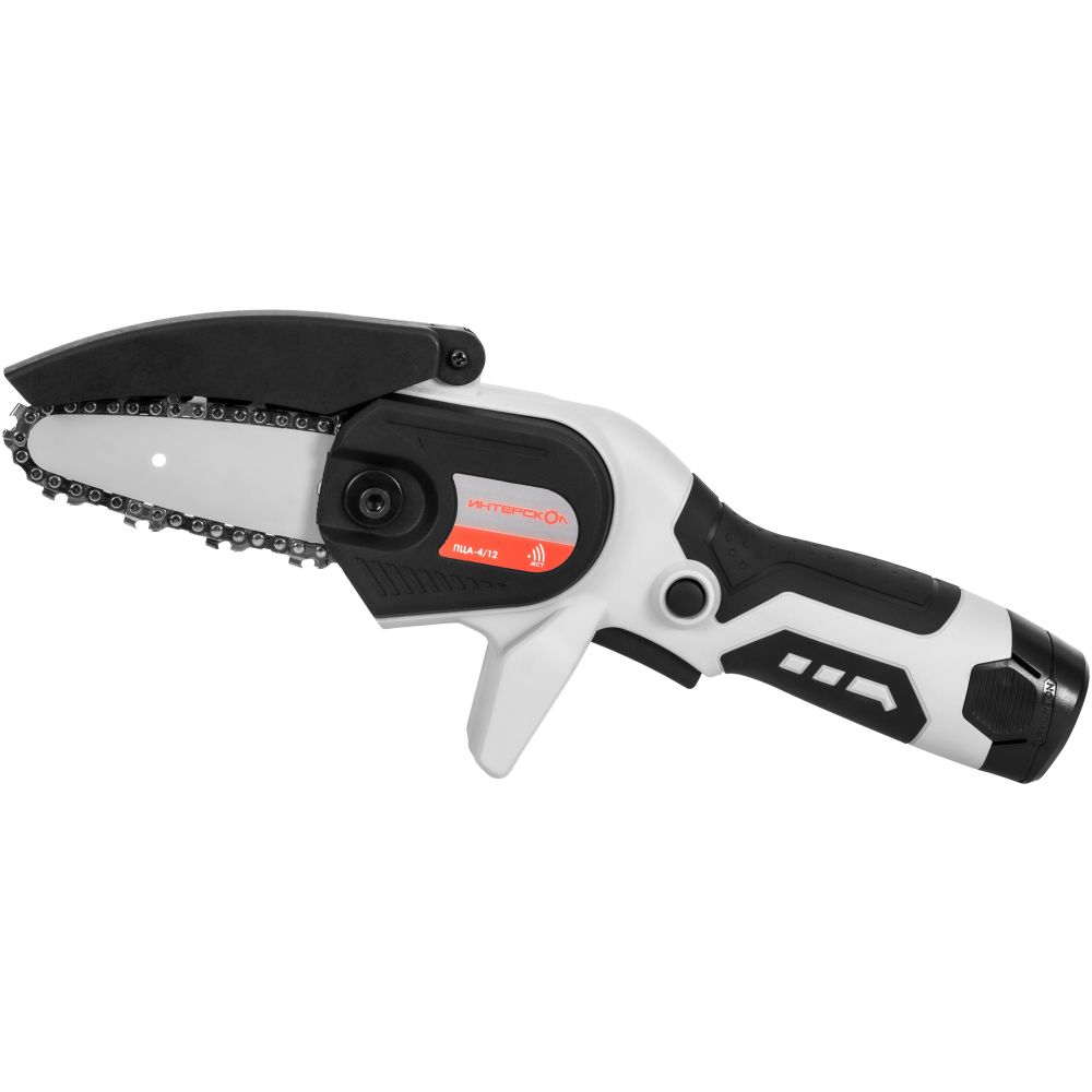 Аккумуляторная цепная пила ИНТЕРСКОЛ ПЦА-4/12, 12 В, 10 см, с 2 АКБ 2 Ач и ЗУ (811.2.2.70)