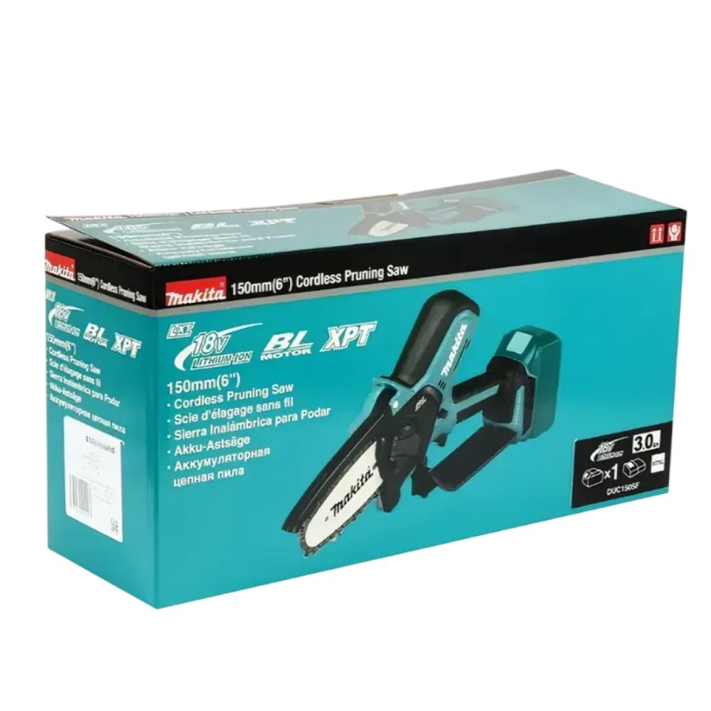 Аккумуляторная цепная пила Makita DUC150SF, 18 В, 15 см, 8 м/с, с АКБ 3 Ач и ЗУ