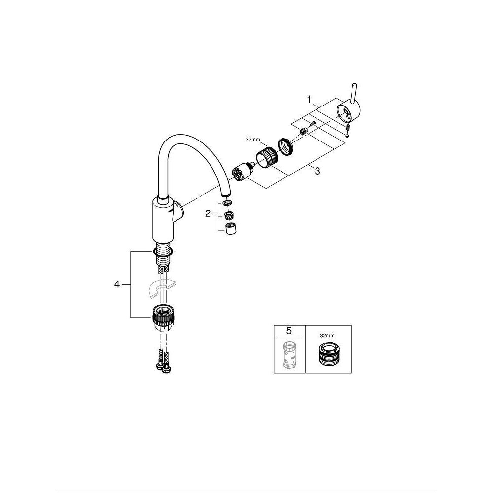 Смеситель для кухни GROHE Concetto, суперсталь (32661DC3)