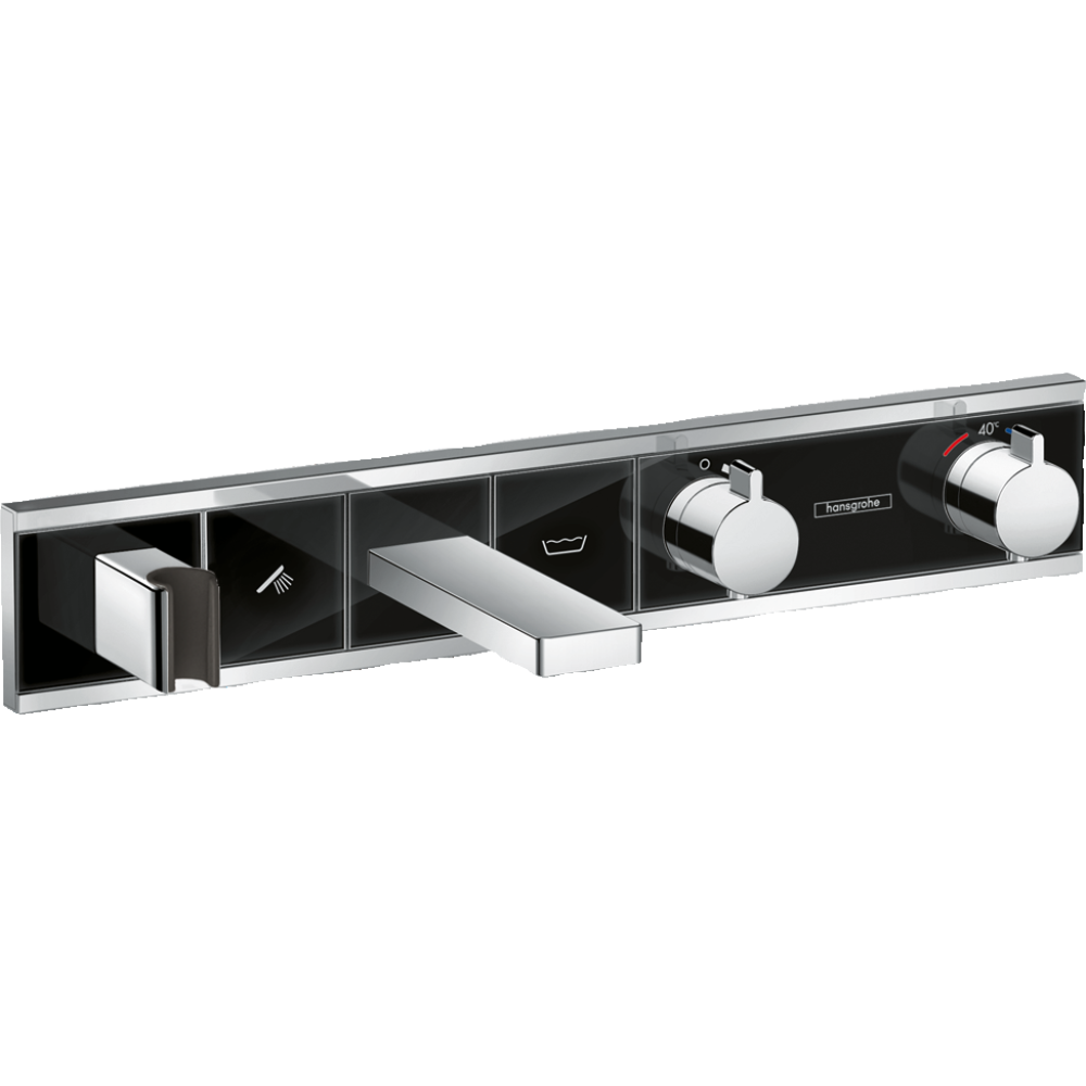 Внешняя часть термостата для ванны hansgrohe RainSelect скрытого монтажа на 2 потребителя 15359600, черный/хром
