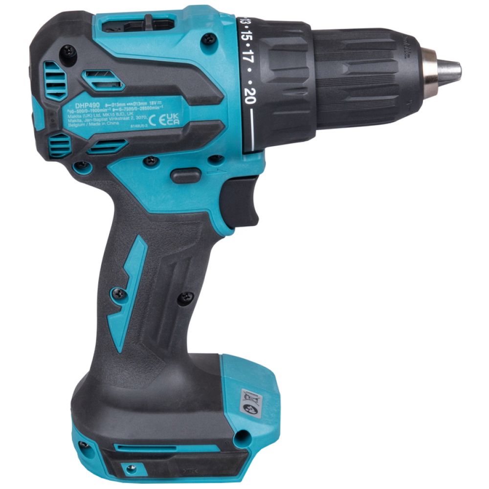 Аккумуляторная ударная дрель-шуруповерт Makita DHP490Z, 18 В, 1900 об/мин, 28500 уд/мин, без АКБ и ЗУ