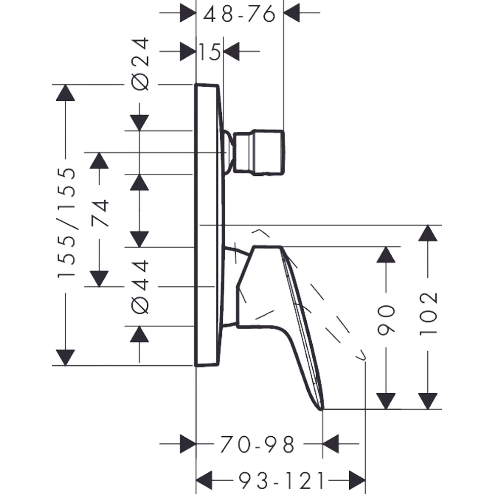 Внешняя часть смесителя для ванны hansgrohe Logis скрытого монтажа 71405000, хром