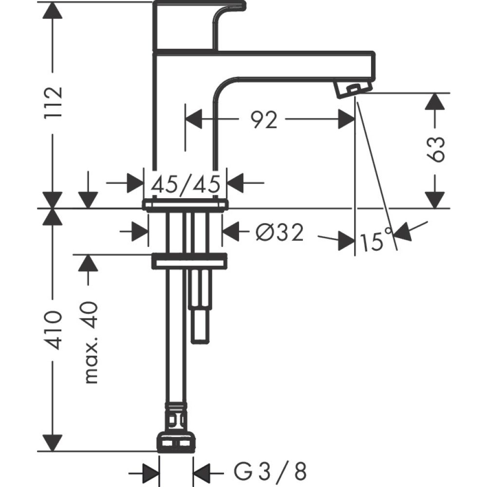 Кран для холодной воды hansgrohe Vernis Shape 70, без сливного гарнитура 71592000, хром