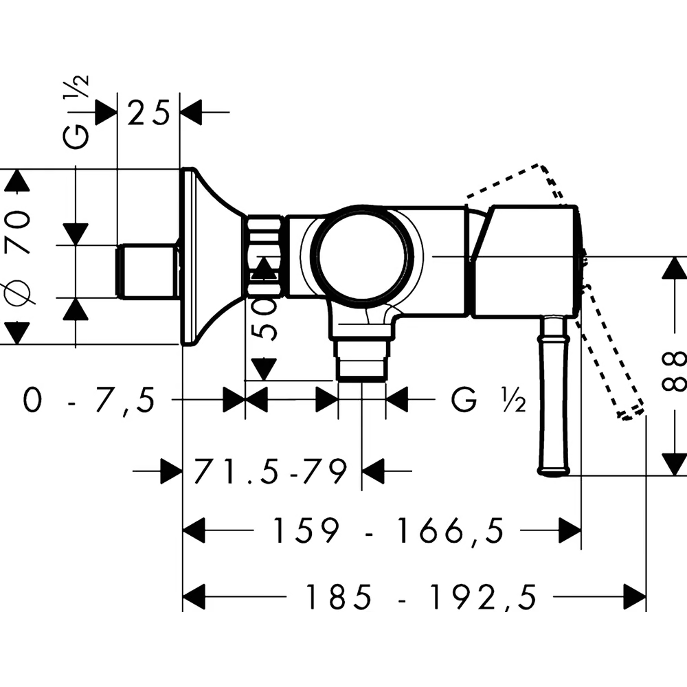 Смеситель для душа hansgrohe Talis Classic внешнего монтажа 14161000, хром