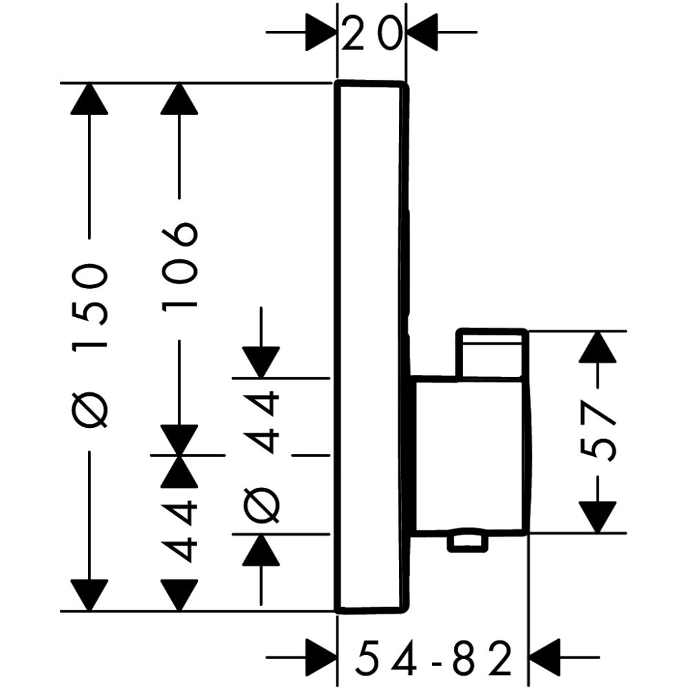 Внешняя часть термостата для душа hansgrohe ShowerSelect S скрытого монтажа на 2 потребителя 15743000, хром