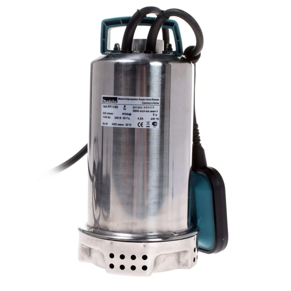 Дренажный насос Makita PF1100, 1100 Вт, 0.9 бар, 250 л/мин