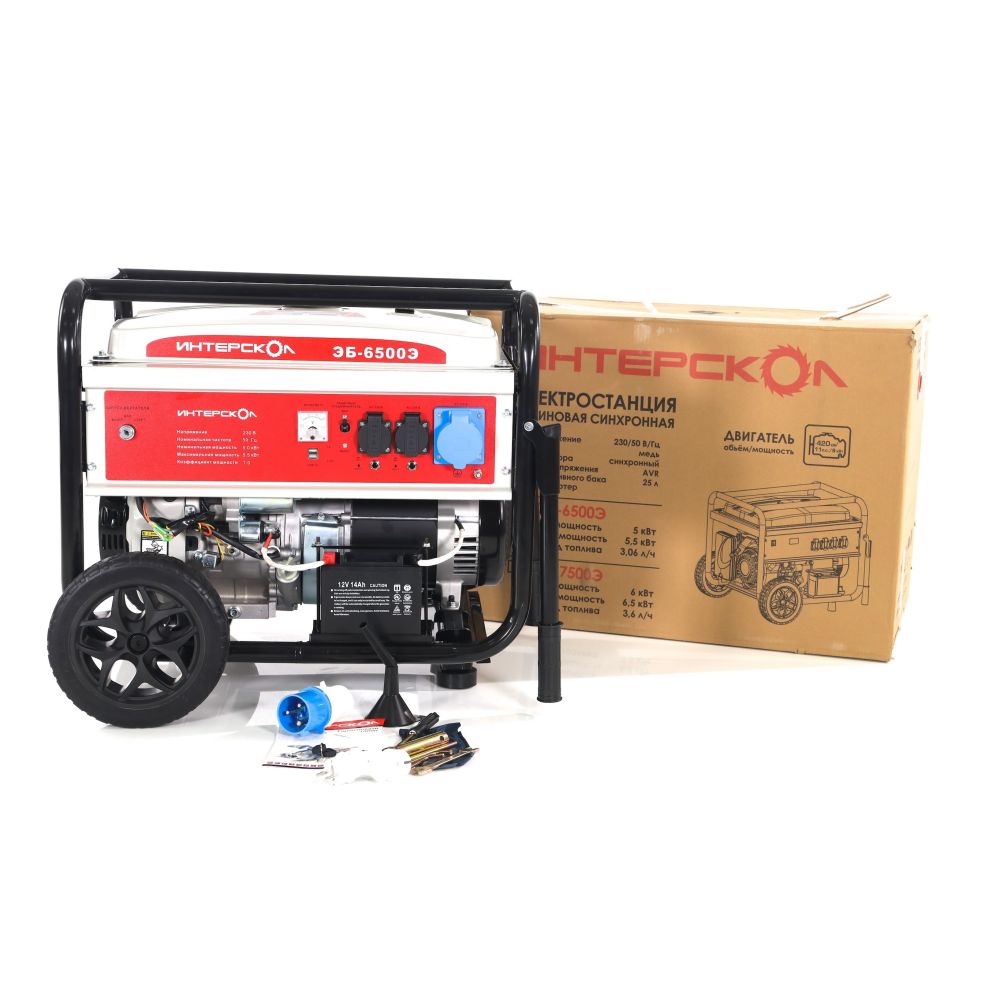 Генератор бензиновый ИНТЕРСКОЛ ЭБ-6500Э синхронный, 10.6 л.с., 5 кВт (795.0.0.40)