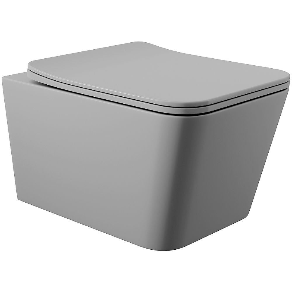 Унитаз подвесной Aqueduto MACIO 520*370 безободковый, сиденье с микролифтом, серый матовый (MAC0130)