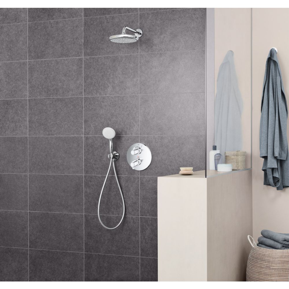 Верхний душ GROHE Tempesta 250, 9,5 л/мин, 1 режим, 380 мм, хром/белый (26668000)