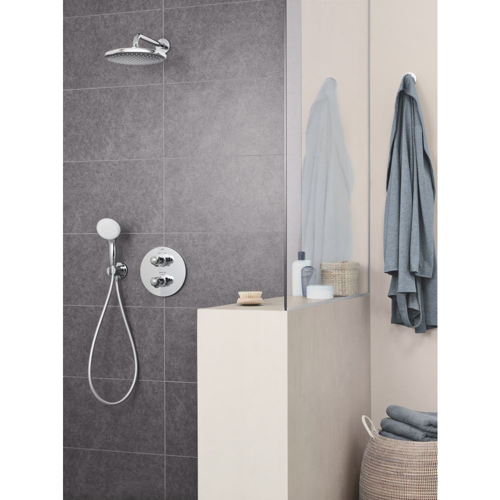 Верхний душ GROHE Tempesta 250, 9,5 л/мин, 1 режим, 380 мм, хром/белый (26668000)
