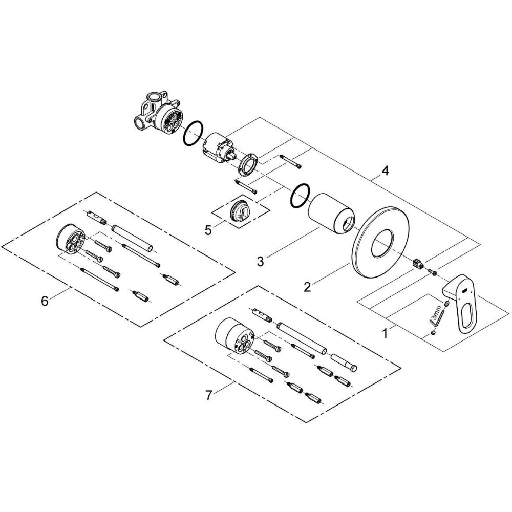 Набор для гигиенического душа скрытого монтажа GROHE BauLoop, хром (NH0005)