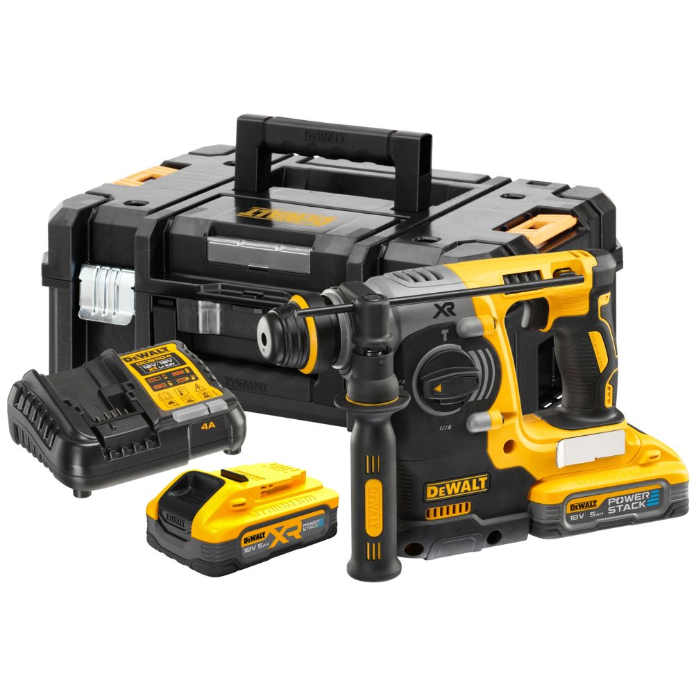Аккумуляторный перфоратор DEWALT DCH273H2T, 18 В, 2.1 Дж, 4600 уд/мин, с 2 АКБ 5 Ач и ЗУ, в кейсе TSTAK (DCH273H2T-QW)