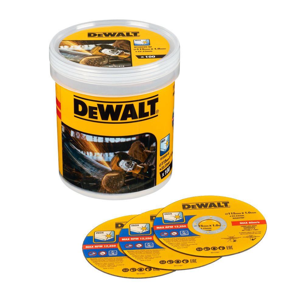 Диск отрезной DEWALT DT20599, по металлу, 115х22.23х1 мм, 100 шт. (DT20599-QZ)