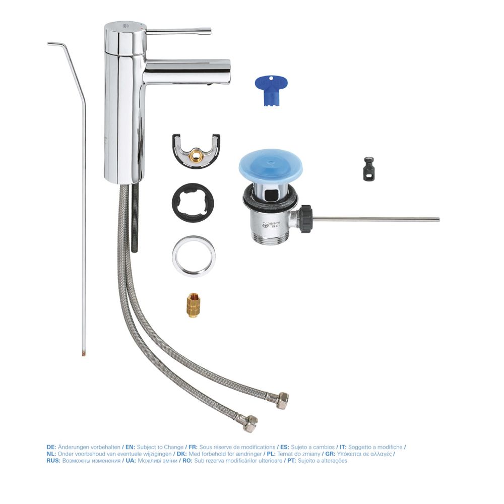 Смеситель для раковины GROHE Essence с донным клапаном, S-size, хром (32898001)