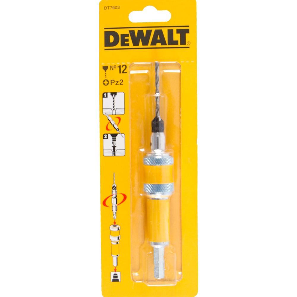 Быстросменный узел DEWALT DT7603, хвостовик, бита Pz2, пилотное сверло с зенкером для шурупов толщиной 6 мм, Flip&Drive