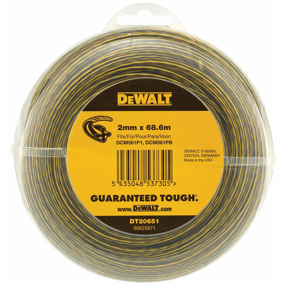 Леска для триммера DEWALT DT20651, витой квадрат, 2 мм, 68.6 м, 3 шт. (DT20651-QZ-3)