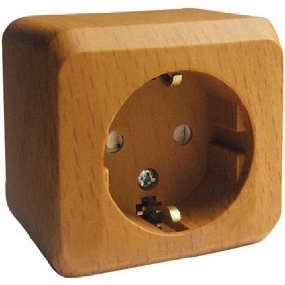 Розетка с заземлением со шторками 16А Systeme Electric (Schneider Electric) Etude, бук PA16-004T