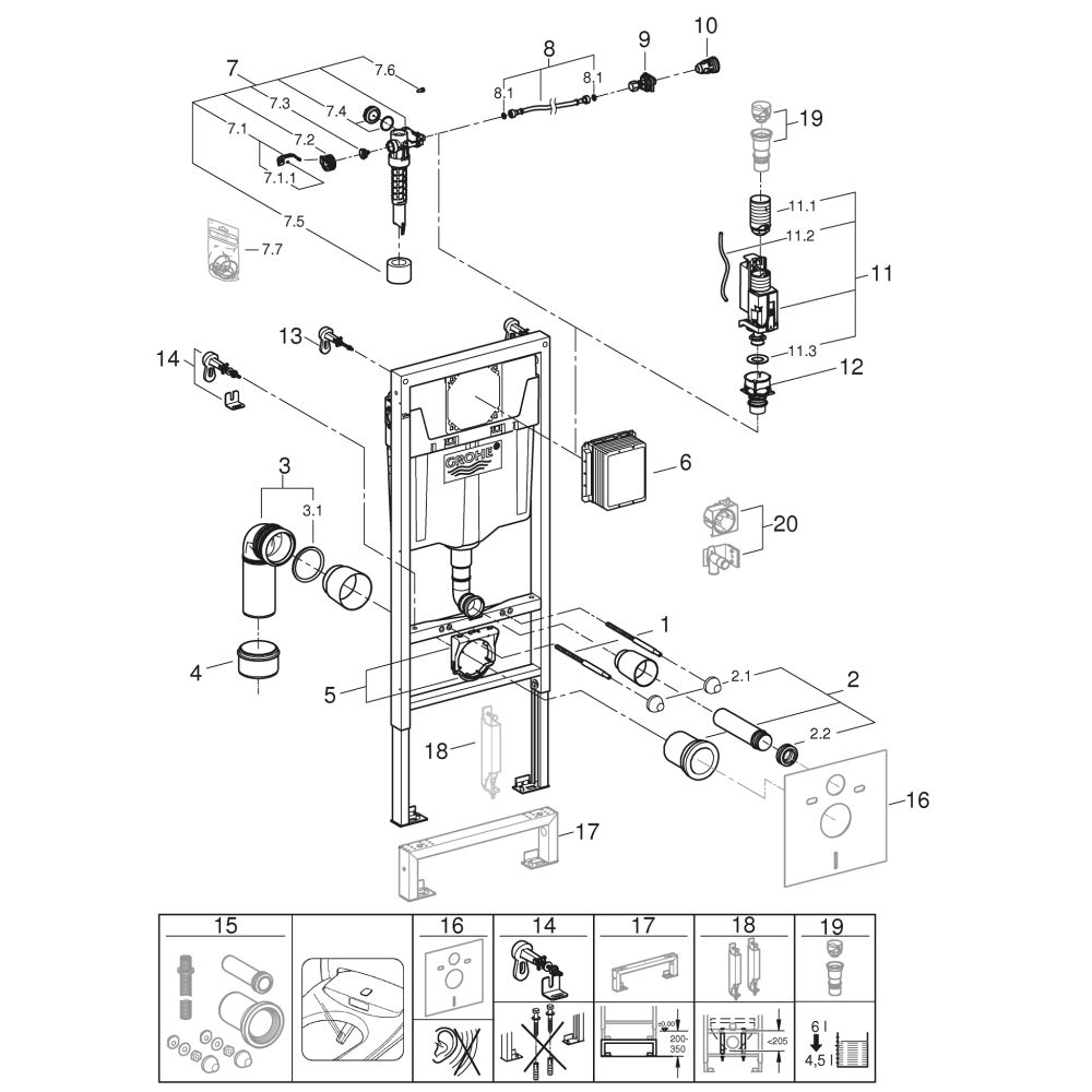 Система инсталляции для унитаза GROHE Rapid SL ширина 0,5 м (1,13 м) (38624001)
