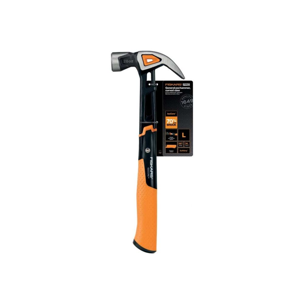 Молоток с загнутым гвоздодёром Fiskars L 20oz/13.5, 1027203