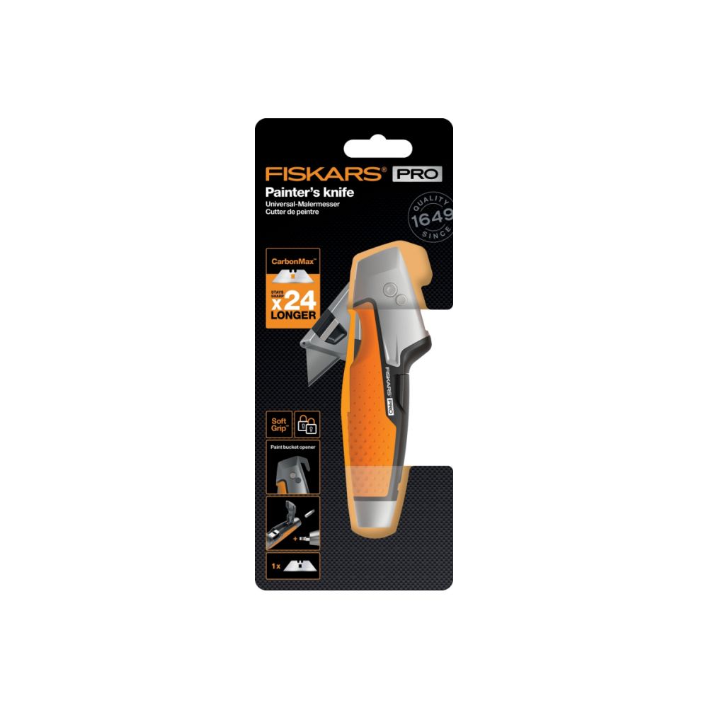 Нож малярный Fiskars CarbonMax со сменным лезвием, 1027225