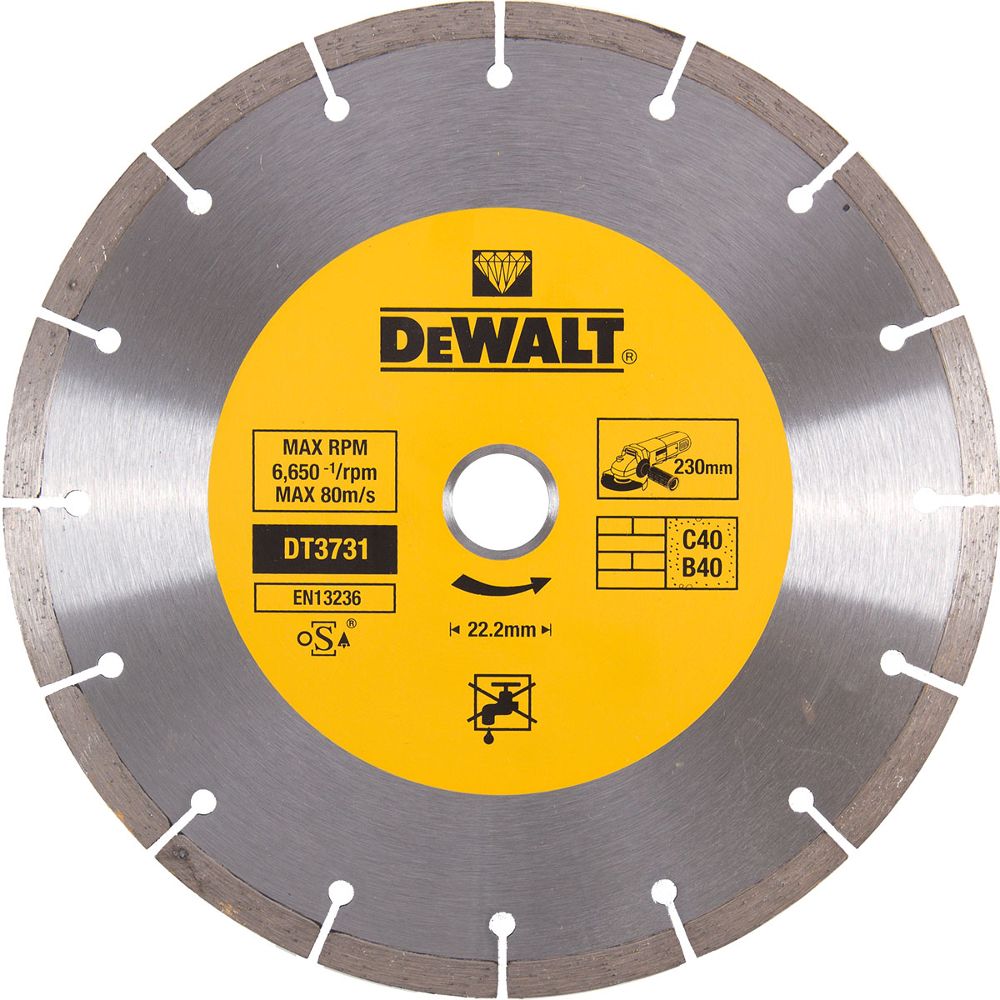 Диск алмазный сегментированный универсальный DEWALT DT3731, (230 x 22.2 мм) для бетона
