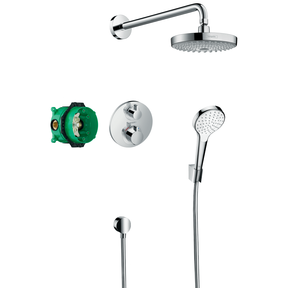 Душевая система hansgrohe Croma Select S 180 2jet скрытого монтажа с термостатом 27295000, хром