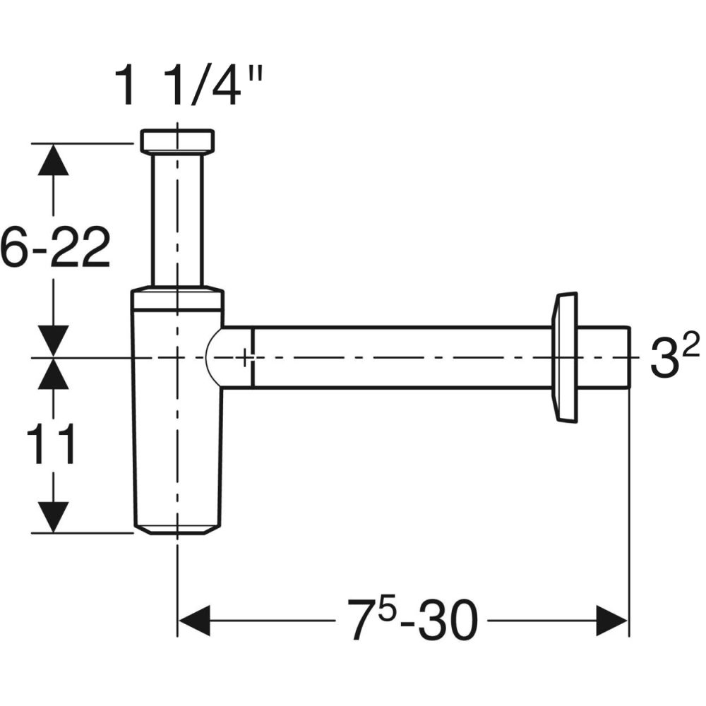 Сифон бутылочный Geberit для раковины 32 мм, 151.034.11.1