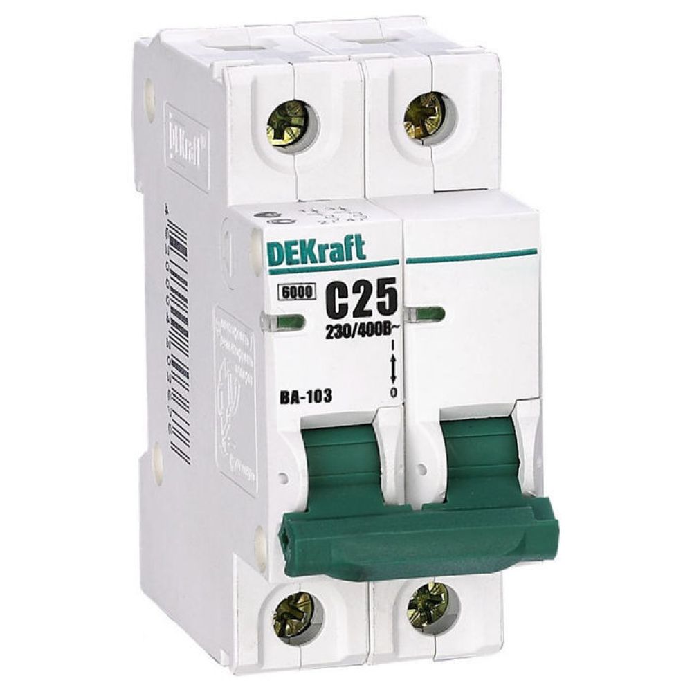 Автоматический выключатель DEKraft 2P 25А, C ВА-103 6 кА, 12076DEK